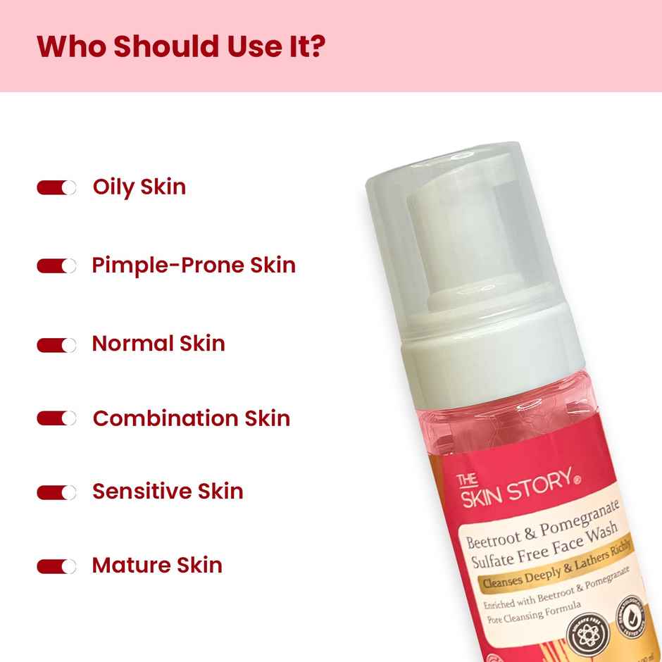 The Skin Story Foaming Face Wash Cleanses Pores Controls Oil & Anti-Aging - Beetroot Sulphate Free
