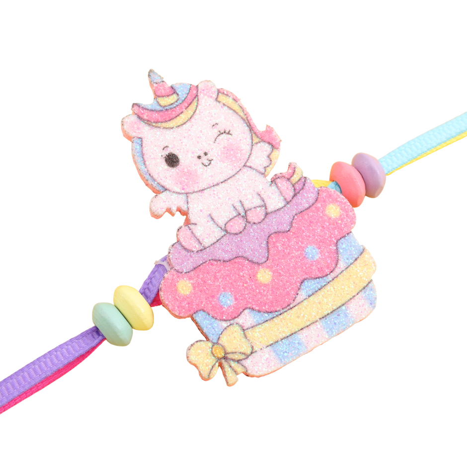 Ecraftindia Unicorn Rakhi | Raksha Bandhan Rakhi | Roli Chawal Pack (1pc) & Floweraura Colourful Unicorn N Cupcake Pastel Rakhi (1pc) & Shubhkart Darshana Janeu (1pc) & Ecraftindia Cute Dog Designer Rakhi With Roli Chawal Pack | Pet Rakhi For Dog (1pc) Combo