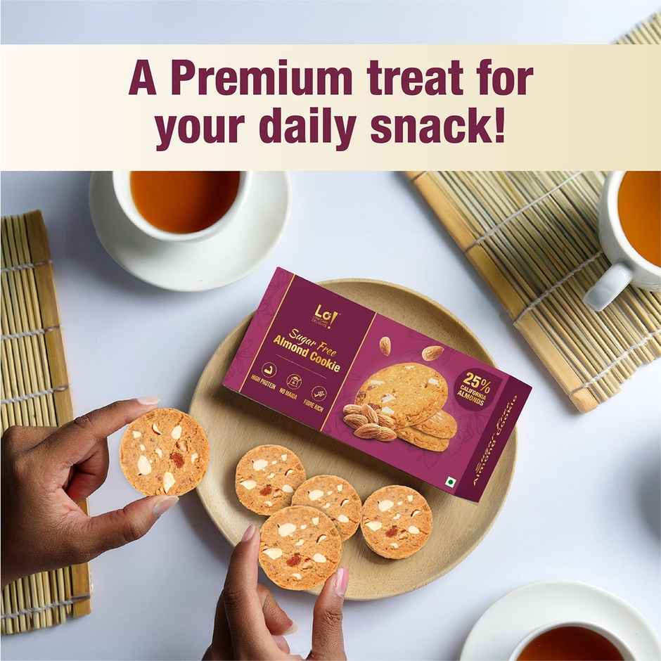 Lo Foods Sugar Free Biscuit High Protein 25% Real Almond Cookies High Fiber No Maida Biscuits