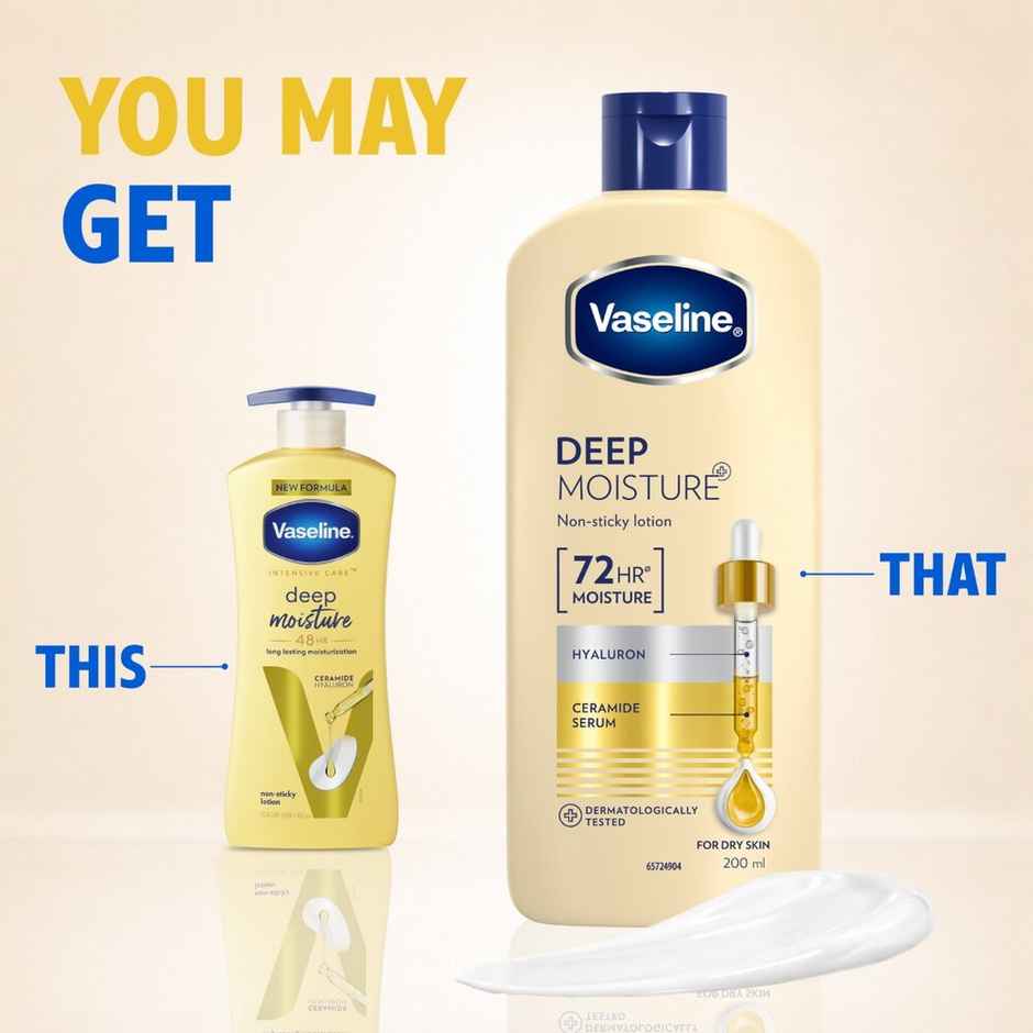 Vaseline Deep Moisture Body Lotion With Ceramide Hyaluron | 10X More Moisture | For Dry Skin