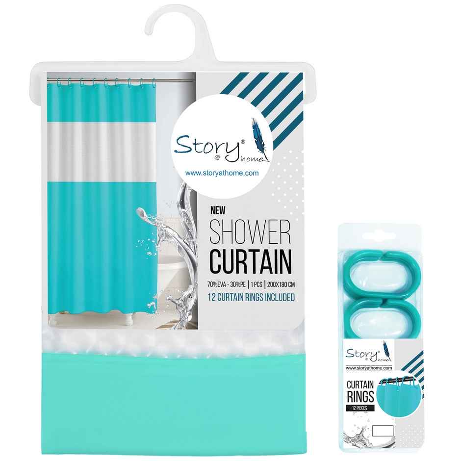 Story@Home 1 U Shower Curtains | Light Blue
