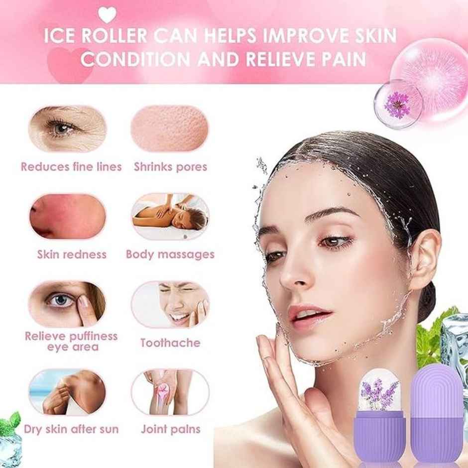 Beautiliss Silicone Ice Roller for Face-Get Glowing Skin, Reduce Pores & Redness.(Multicolour)