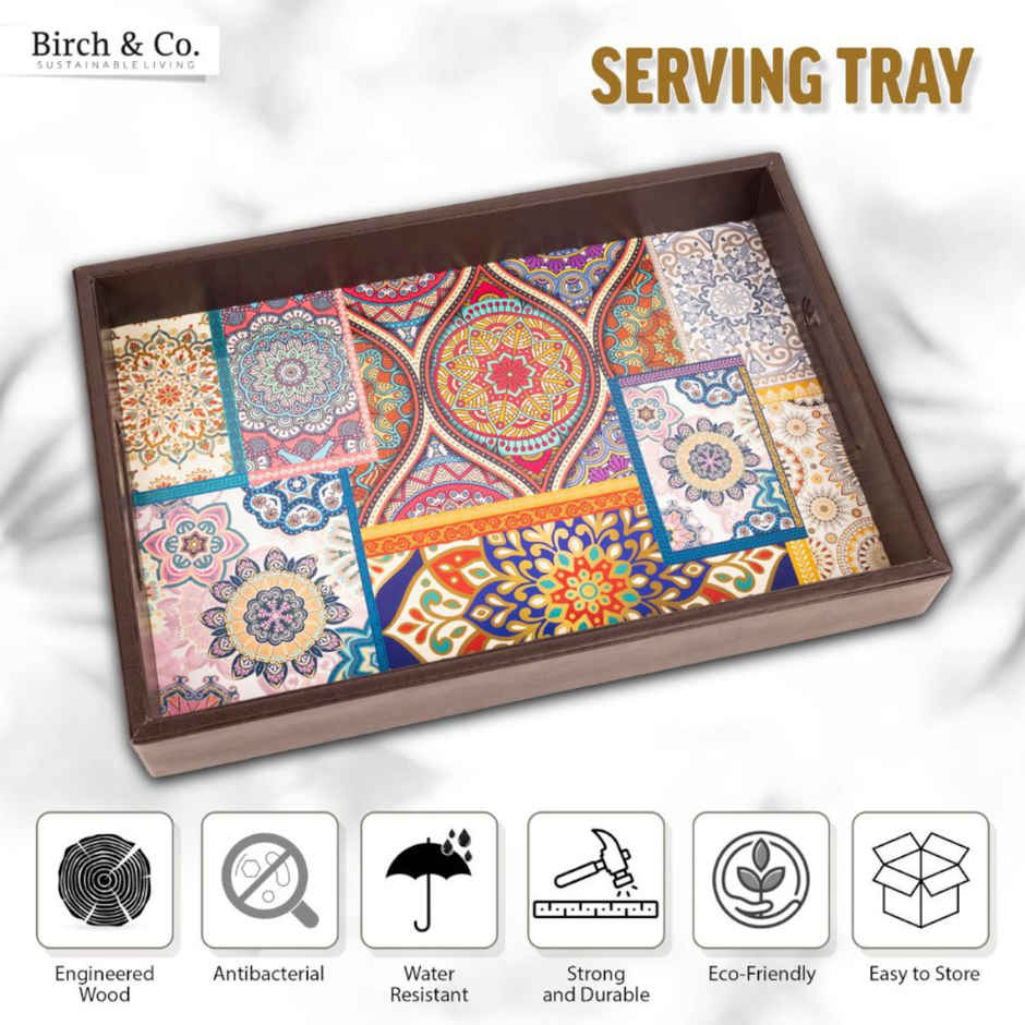 Birch & Co. Serving Tray - Mandala With Four Free Matching Coasters