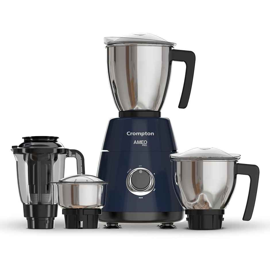 Crompton Ameo Pro 750W 4 Jars Mixer Grinder, 3 Stainless Steel Jars And 1 Juicer Jar - Black & Blue 