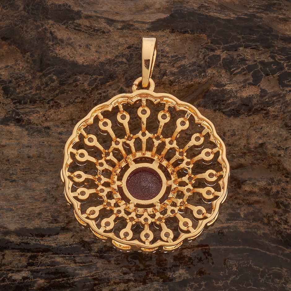 Kushal s Fashion Jewellery Ruby Gold-Plated Party Zircon Pendant | 436512