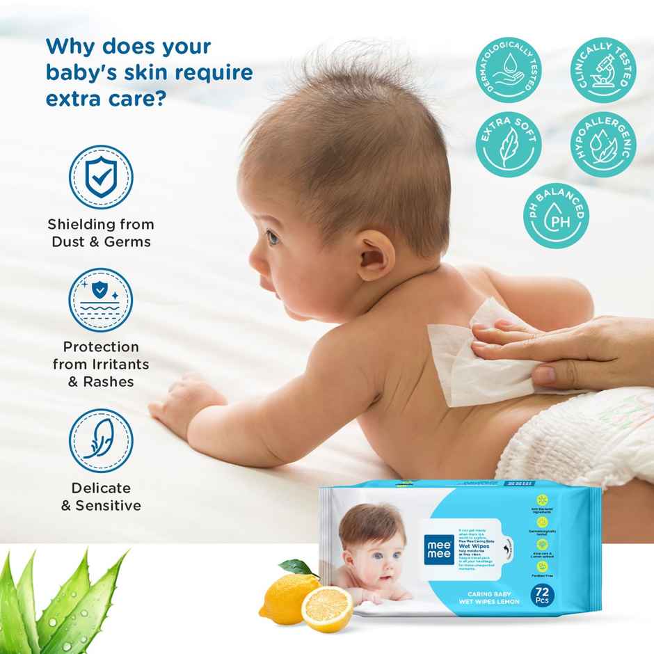 Mee Mee Soft Gentle Baby Wet | Wipes For Babies - Pack Of 1 | 72 Pulls Per Pack