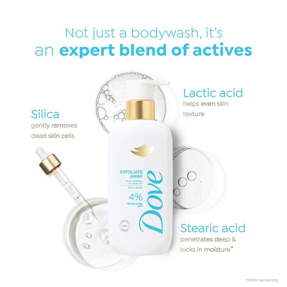 Dove 4% Refining Serum + AHA Exfoliate Away Serum Body Wash