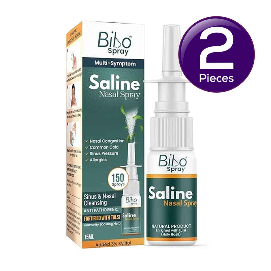 Bibo Multi Symptom Saline Nasal Spray With Tulsi Combo