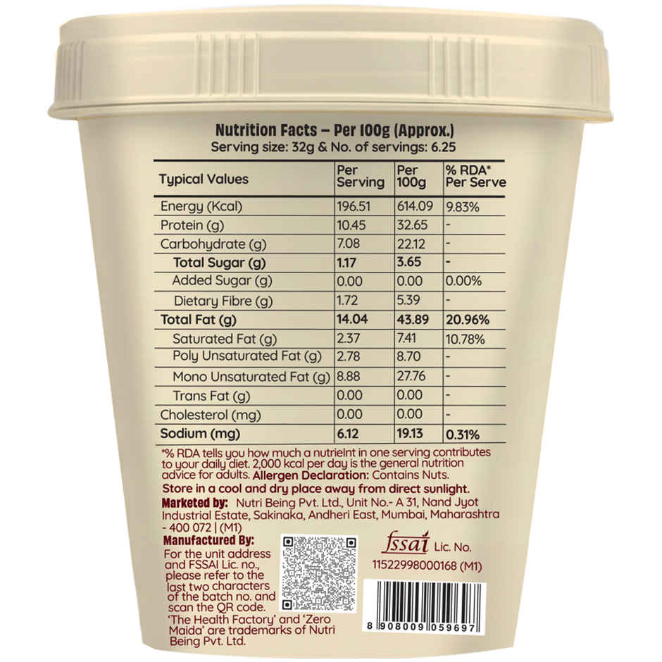 The Health Factory Peanut Butter Classic Creamy | Unsweetened | No Added Sugar