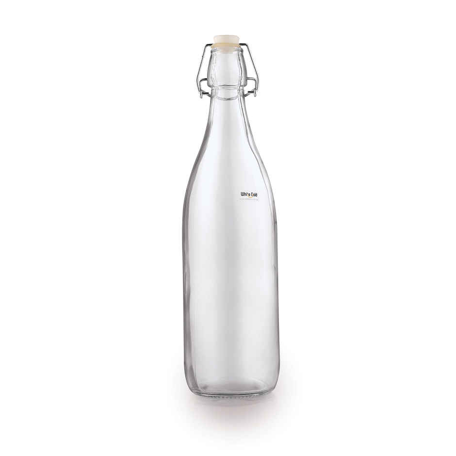 Luckyglass Glass Water Bottle With Round Base | Clear | 1 L