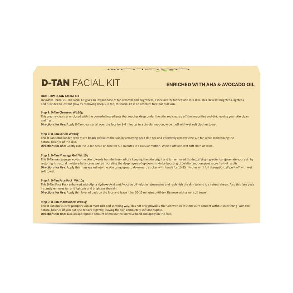 Oxyglow Herbals D-Tan Facial Kit - Remove Tan|Revives Dull Skin|Instant Glow|Oil Free Skin