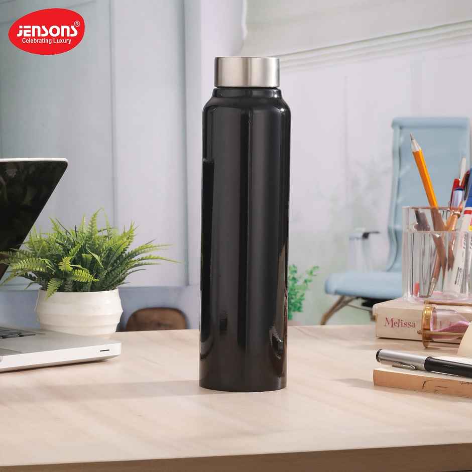 Jensons Stainless Steel Single Wall Classic Bottle | Black | 1 L