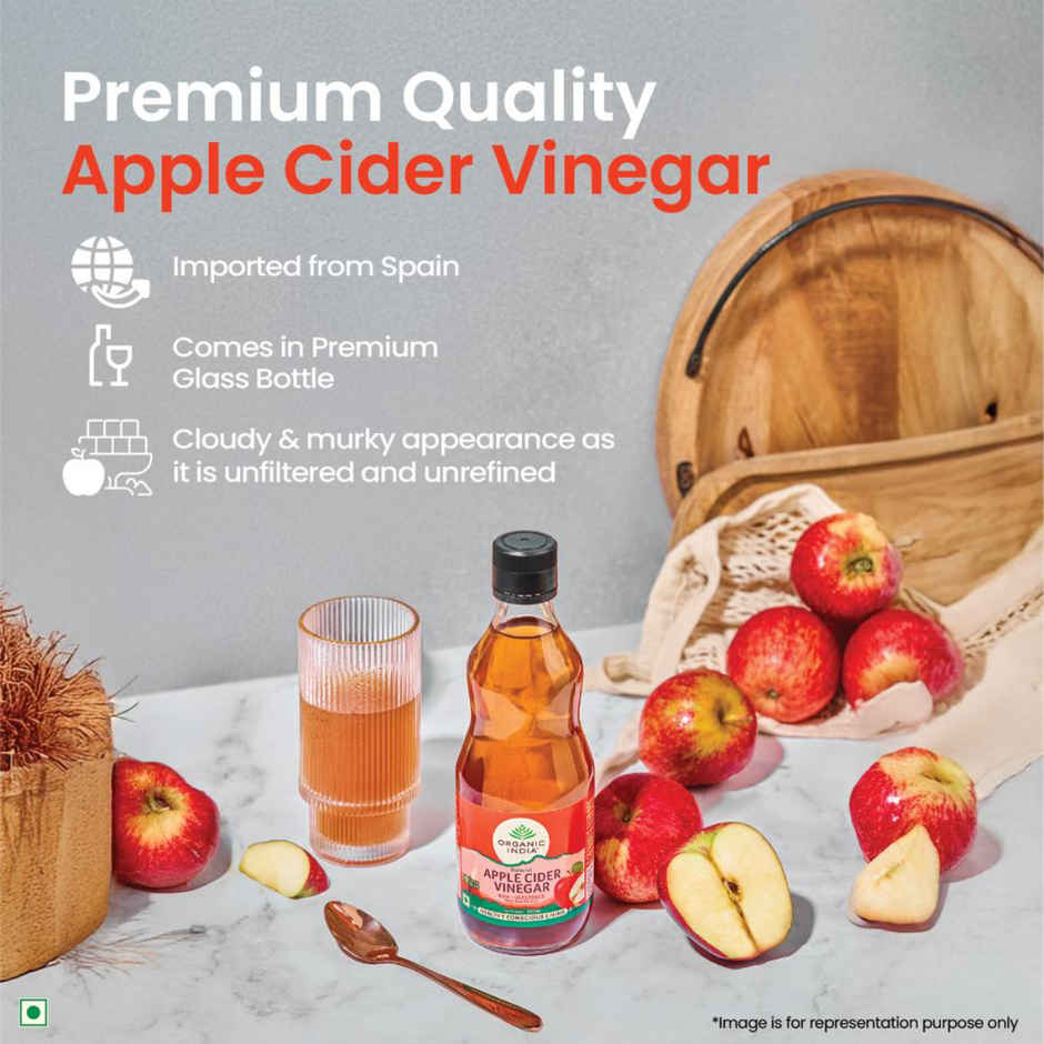 A TATA Product Organic India Apple Cider Vinegar with Mother of Vinegar | Made from Spanish Apples