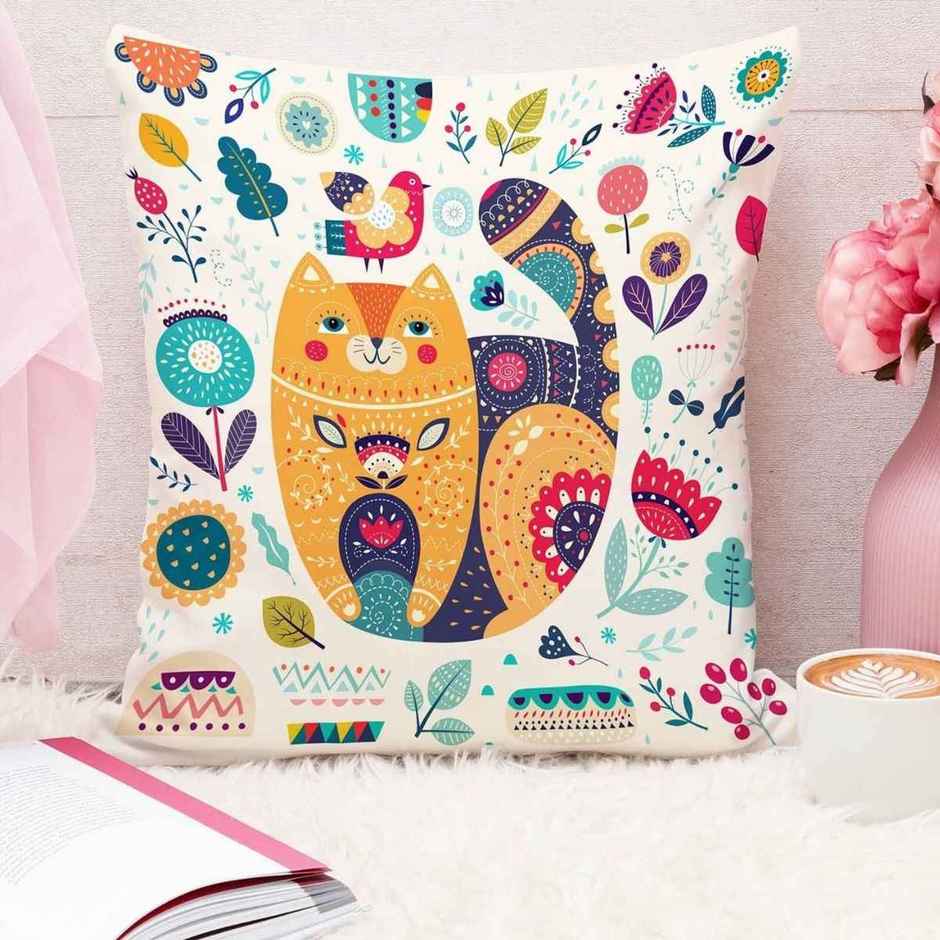CasaCraft Pepperfry Multicolor Cotton Canvas Animal 16x16 inches Cushion Covers