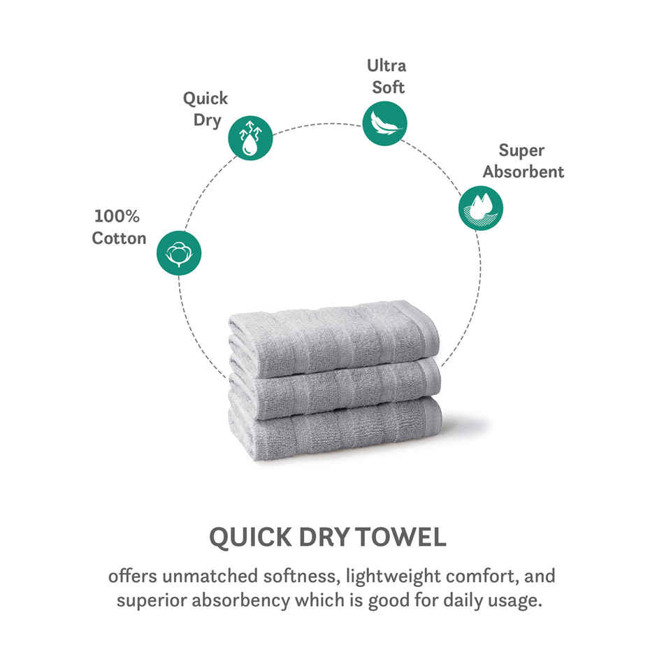 Mytrident Quick Dry Cotton Face Towel Set | 13 x 13 in | Charcoal Grey