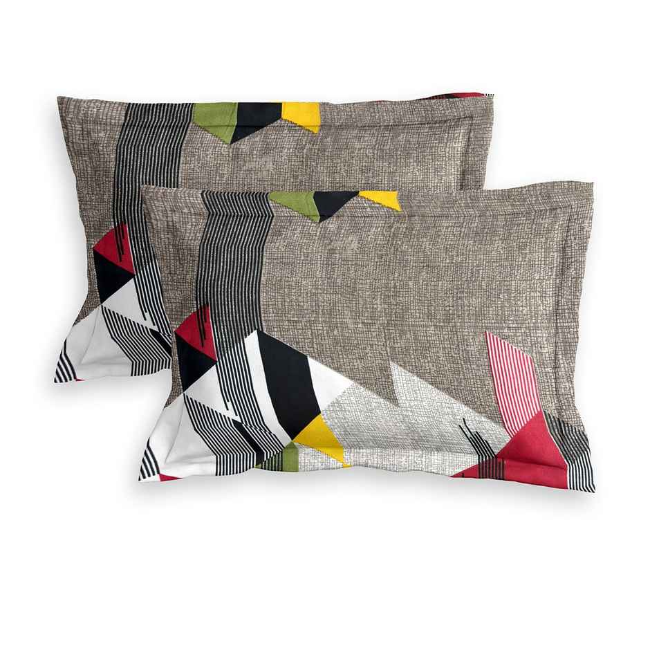 Romee 144 TC Geometric Printed Cotton Double Bedsheet With 2 Pillow Covers | Multicolor