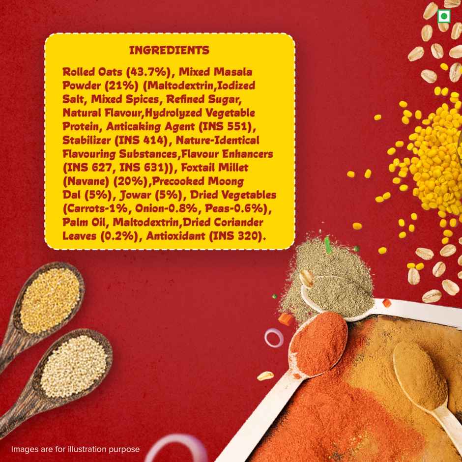 Tata Soulfull Masala Oats+ With Millets Mast Masala With Dal Shakti, 25% Millets, Non-Sticky Oats