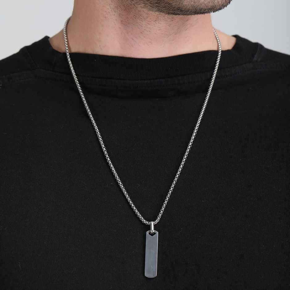 Fashion Frill Men's Bar Pendant Pendant Chain Silver Onesize