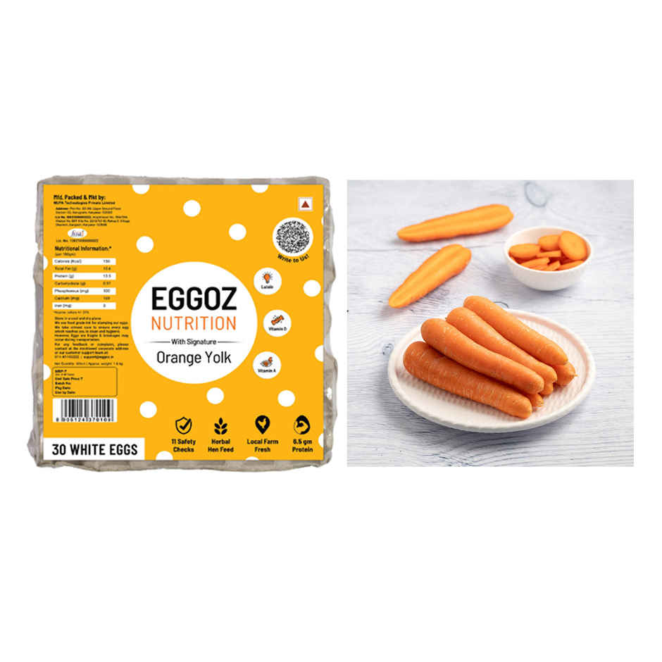 Eggoz Nutrition Protein Rich Farm Fresh White Eggs (30pc) & Carrot Ooty (500g) Combo