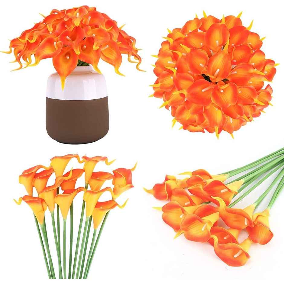 Artificial Calla Lily Flowers 10 pcs | 33 cm | Vase Not Included | Tied Ribbons