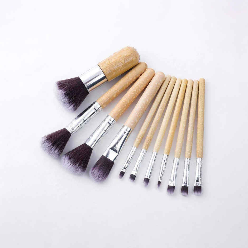 Bronson Professional Super Soft Bristles Hd Finish Bamboo Makeup Brush Set With Pouch
