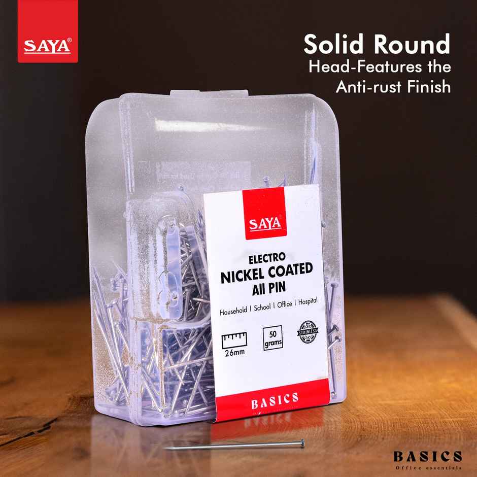 Saya All Pin/Paper Pins - 26mm Metal Steel Pins, 50g per Pack for Paper Holding