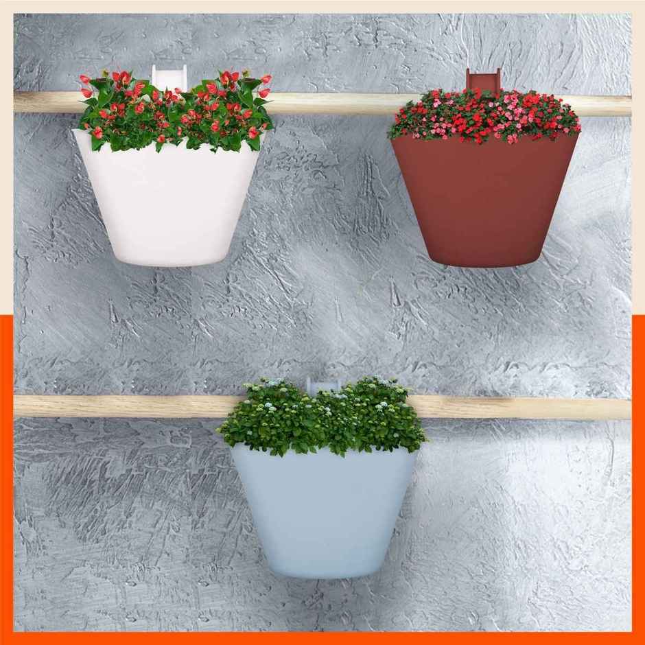 Bathla Hanging Oval Planters Pots for Home - Set of 3 - KAI | Drainage Notch