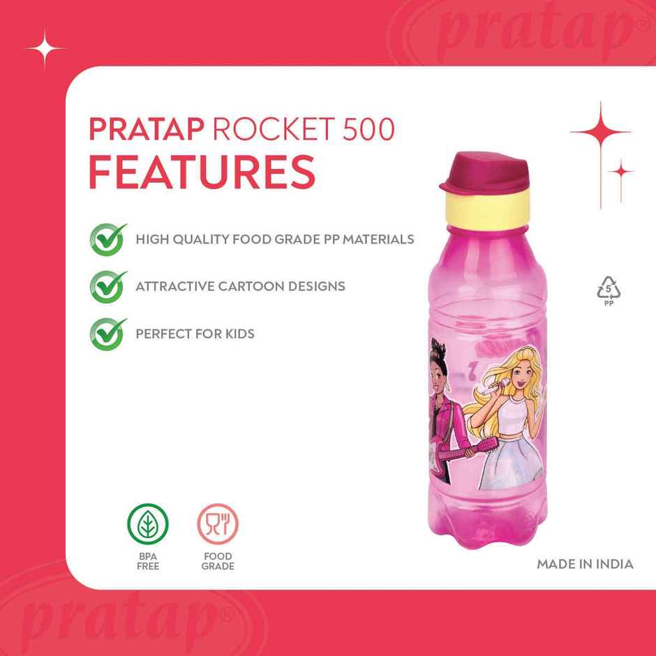 Barbie Rocket 500 Kids , BPA Free Flip Top Sipper Bottle | PRATAP