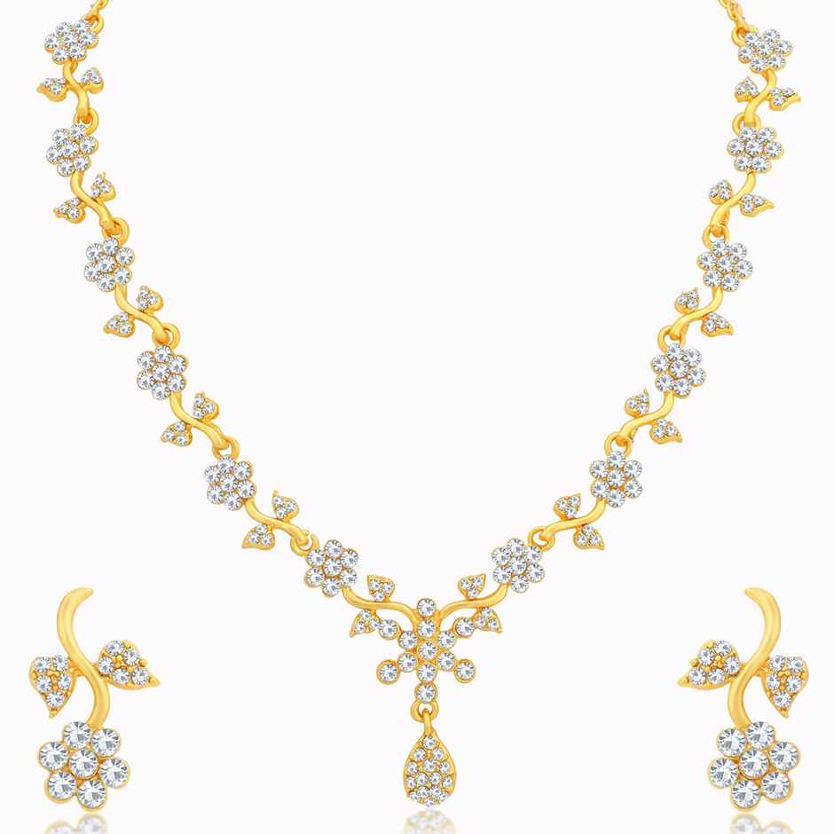 Sukkhi Ethnic Floral Gold Plated Floral Necklace Set For Women