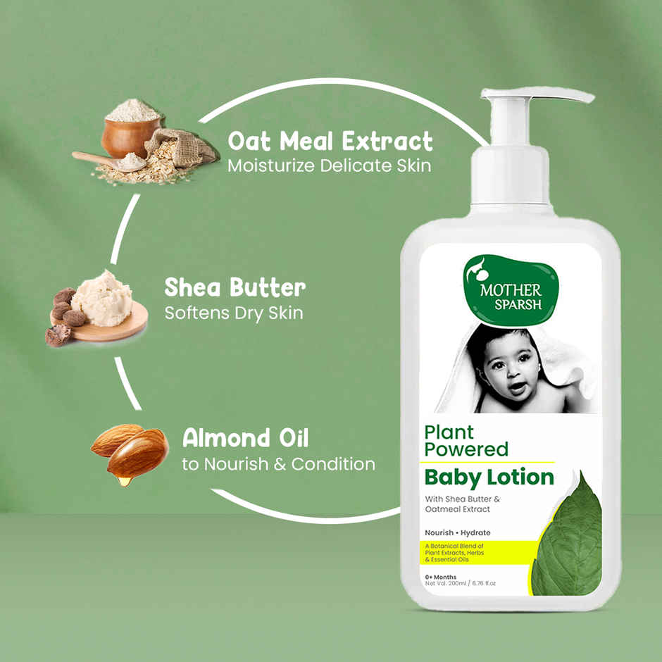 Mother Sparsh Plant Powered Natural Baby Lotion With Organic Shea Butter & Oatmeal Extract