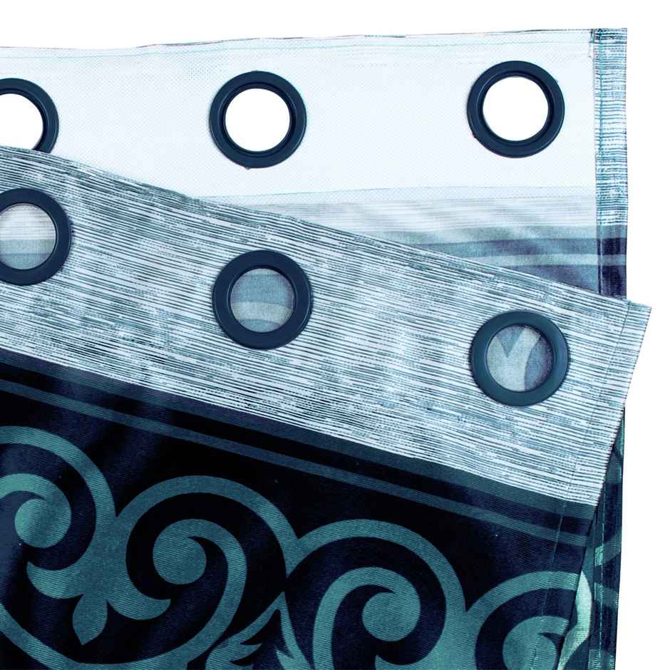 Story@Home 200 GSM Polyester Abstract 2 Piece Door Curtain | Blue & White