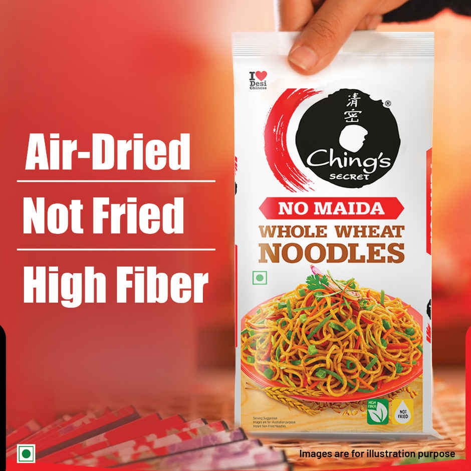 Ching's Secret Whole Wheat Noodles | No Maida | Air Dried-Not Fried | High Fiber Atta Noodles