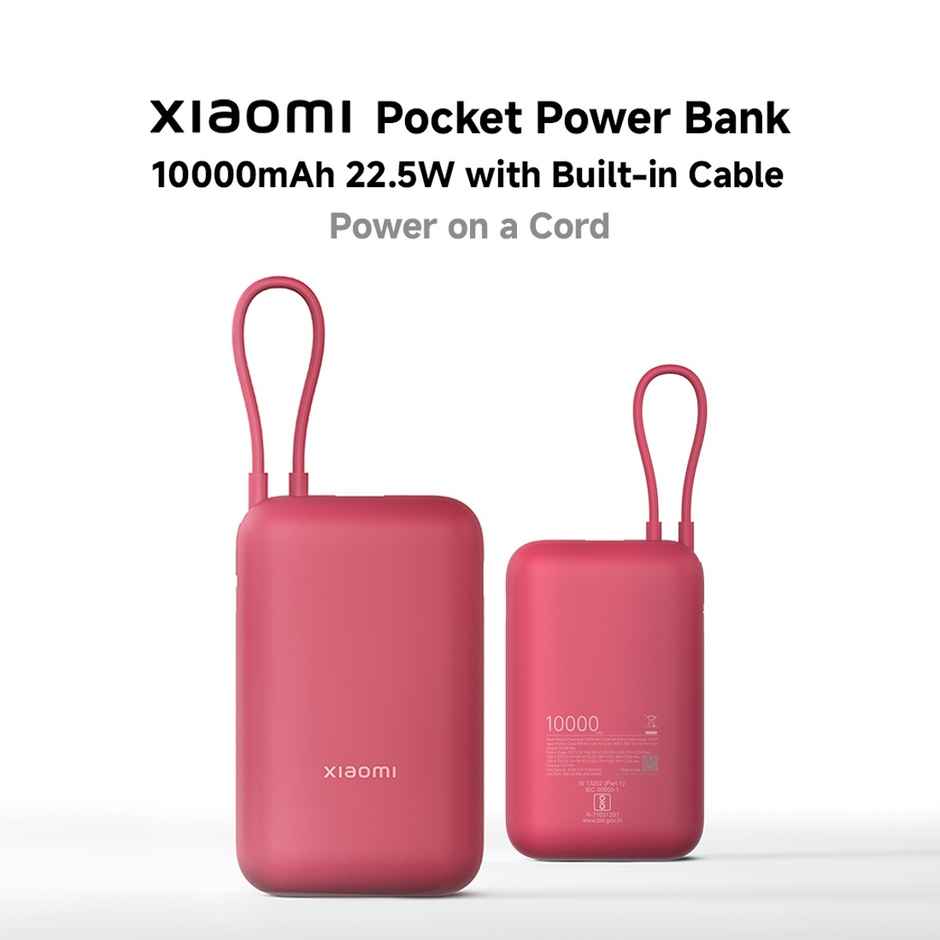 Xiaomi Pocket Power Bank 10000 mAh 22.5W With Built-In Cable
