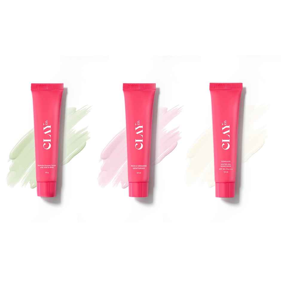 Clayco Glaze Minis Kit | Matcha Enzyme Scrub | Rice & Ceramide Moisturise