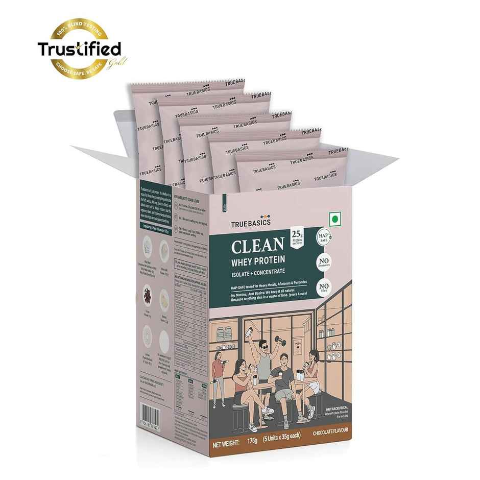 TrueBasics Clean Whey Protein Powder Isolate & Concentrate Blend (Chocolate )