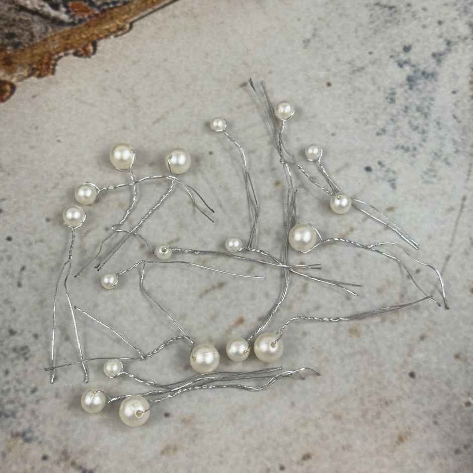 The Opal Factory Hair Accessories | 3 Size Mix Pearl Hair Stick for Girls and Women l Set of 20