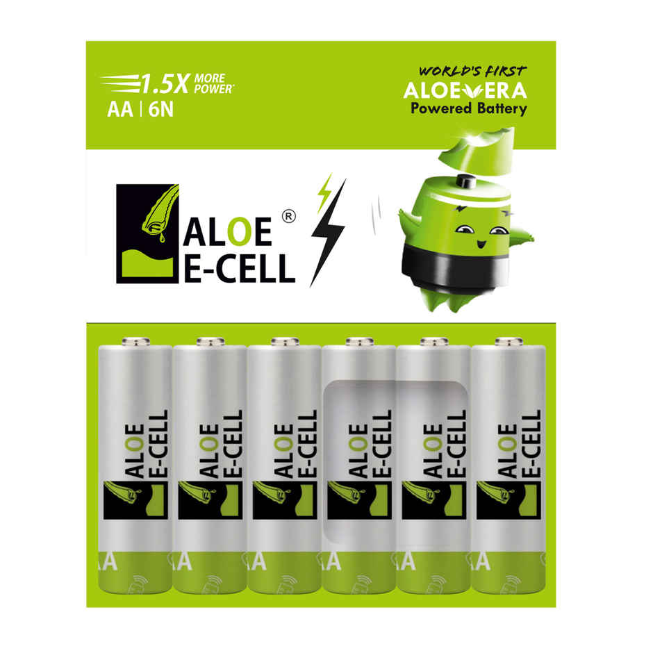 Aloe E-Cell World's First Aloe Vera Powered 100% Eco Friendly AA Battery-Pack of 6