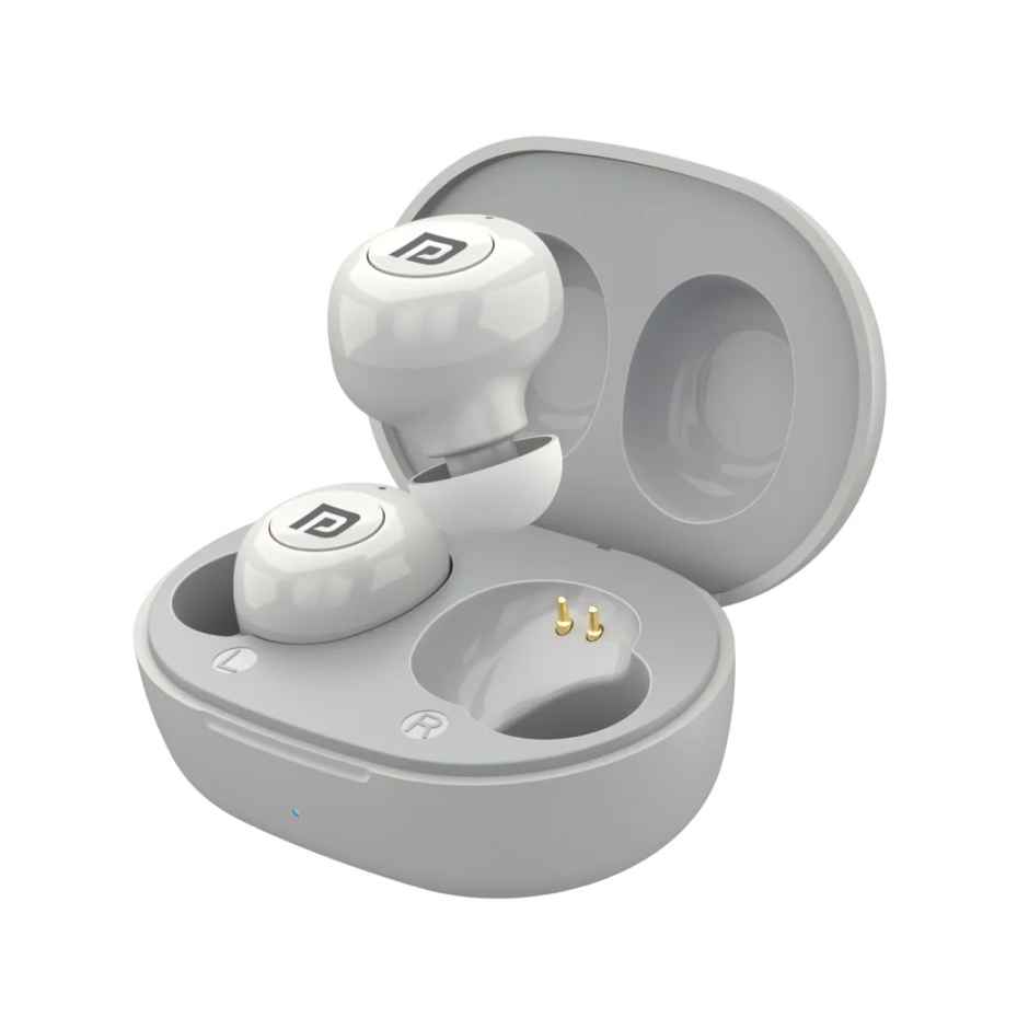 Portronics Harmonics Twins S3 Smart TWS Earbuds, Bluetooth 5.2 with 20 Hrs Playtime, 8mm Drivers, Type C Charging, IPX4 Water Resistant, Low Latency, Lightweight Design - White
