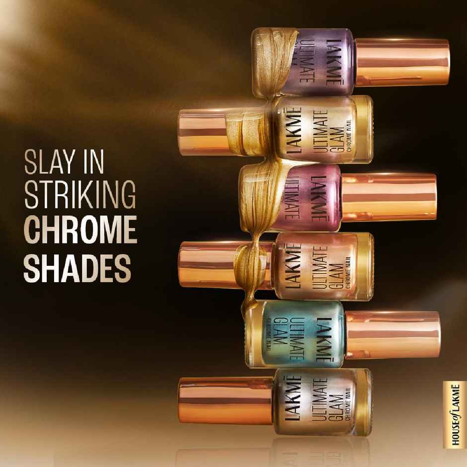 Lakme Ultimate Glam Chrome Nail Paint | Metallic Finish, Quick Dry Formula | Rust