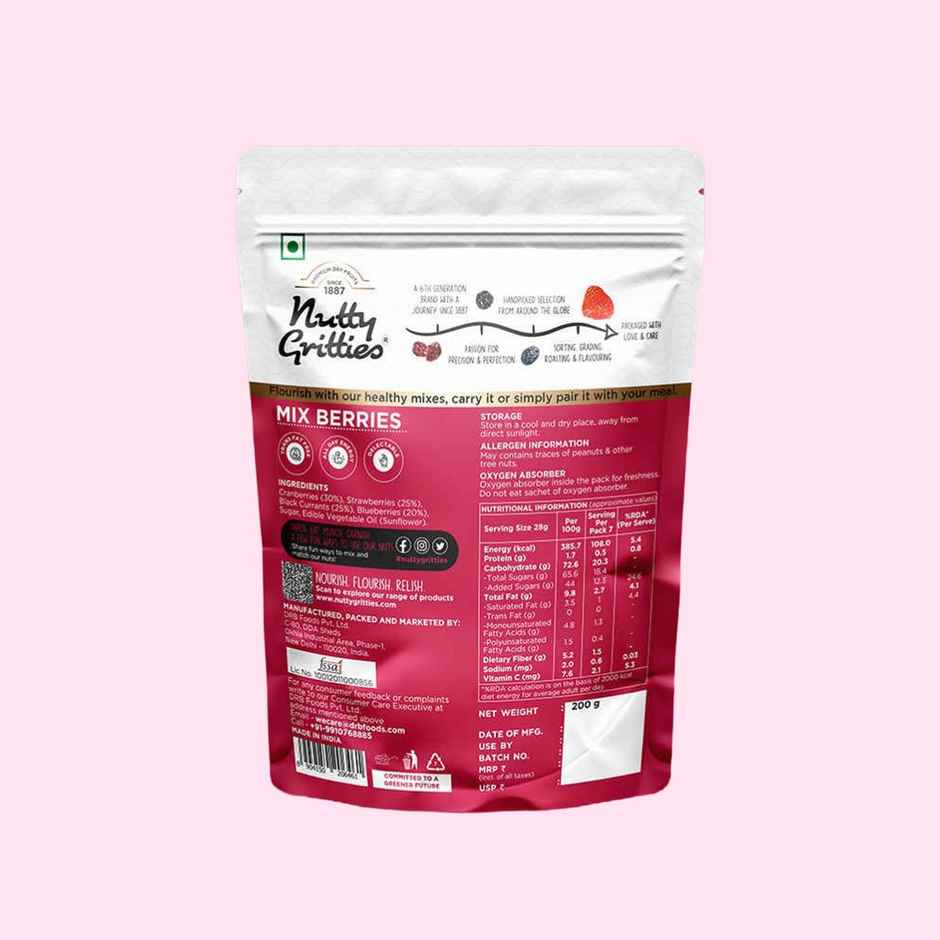 Nutty Gritties Premium Mix Berries - 4 In 1 Fibre-Rich Snack