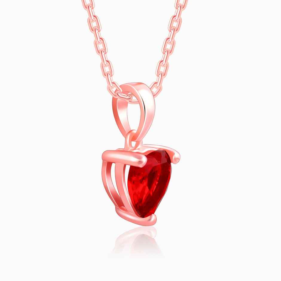 Giva Rose Gold Loving in Red Pendant With Link Chain