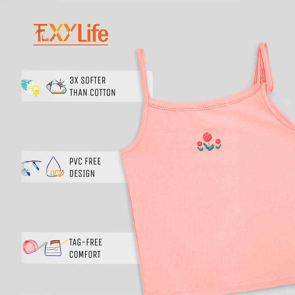 XY Life Slips for Girls, Tencel Modal, Antimicrobial - Aqua Green+Frost Pink | 9-10Y| Pack Of 2