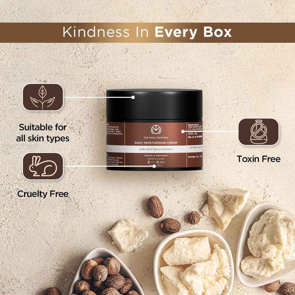 The Man Company Daily Moisturizing Cream (50gm) | Moisturizes & Hydrates with Shea Butter, Vitamin E & Coco Butter | Face Moisturizer For Men