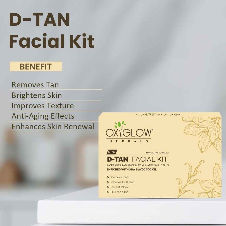 Oxyglow Herbals D-Tan Facial Kit - Remove Tan|Revives Dull Skin|Instant Glow|Oil Free Skin