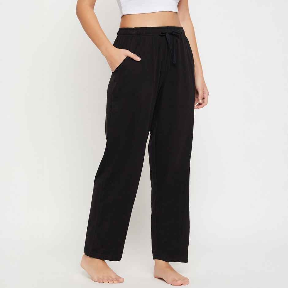 Clovia Women's Cotton Rich Pyjama | Black - 2XL