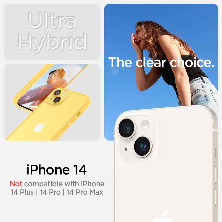 Spigen Ultra Hybrid Back Cover Case Compatible with iPhone 14 (TPU + Poly Carbonate | Crystal Clear)