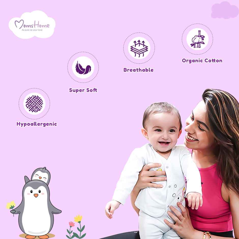 Moms Home Organic Cotton New Born Baby Summer Set | 0-3 Months | 7 Items | Lemon