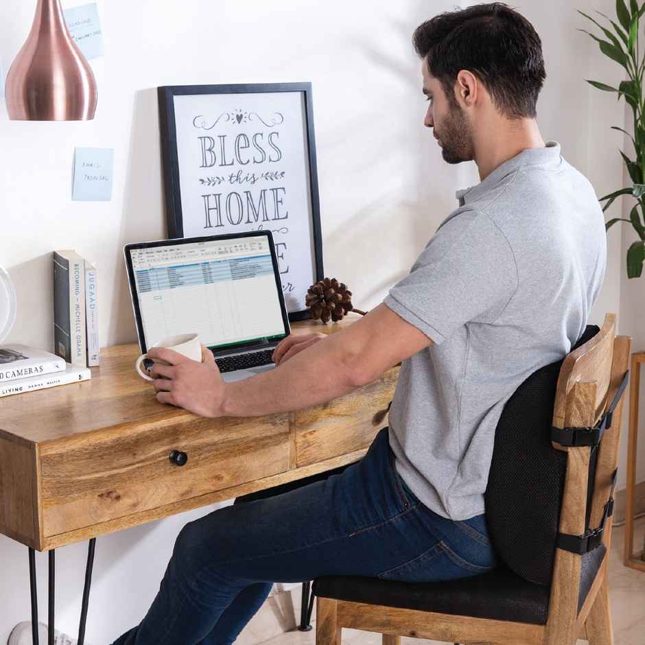 The White Willow Lumbar Back Support Pillow | Ergonomic Memory Foam Cushion - Black