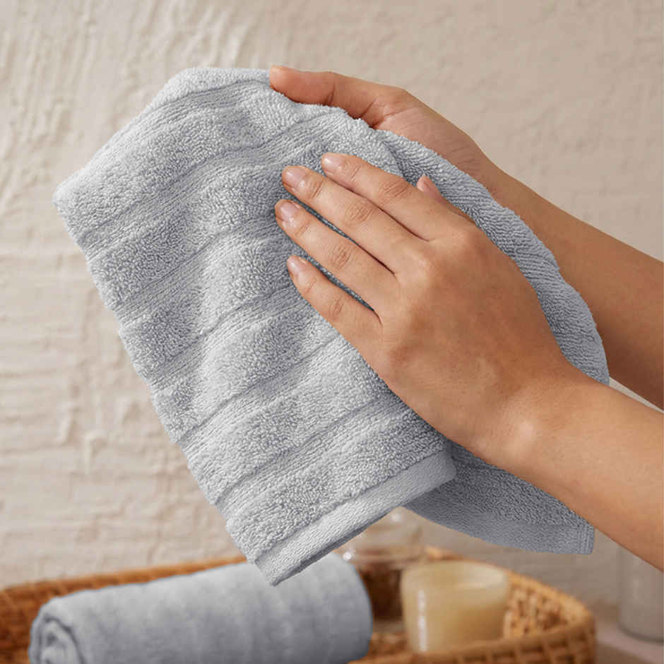 Mytrident Quick Dry Cotton Hand Towel Set | 16 x 28 in | Charcoal Grey
