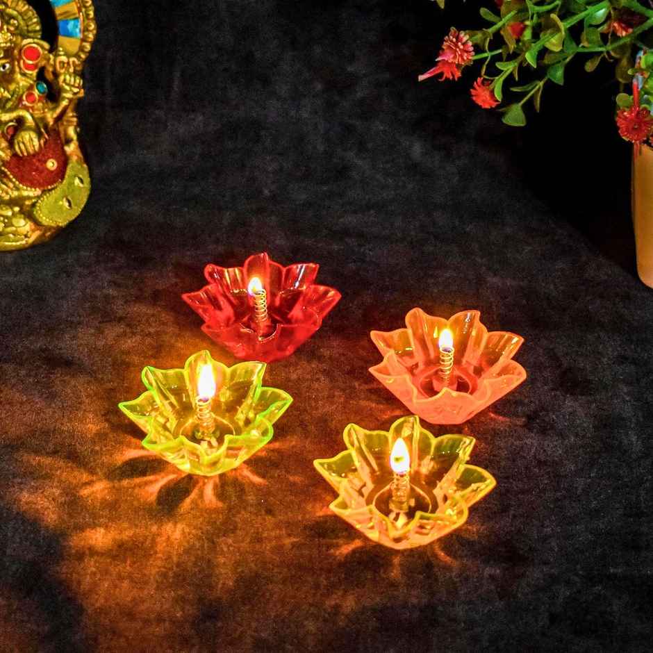 Reflective Floating Diya | Plastic Diya | Pack Of 12 | Satvik